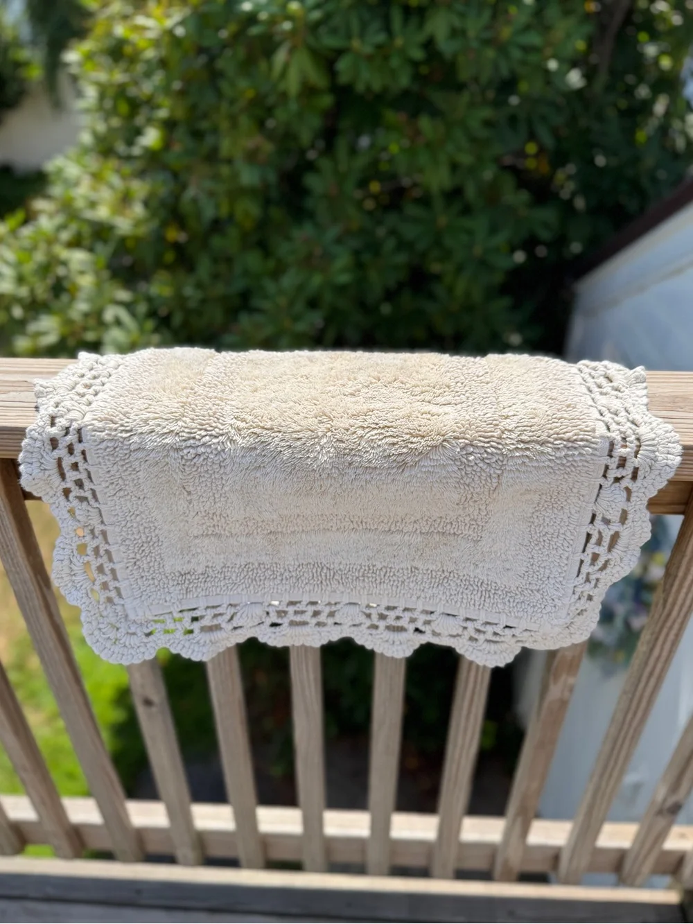 Cream Rug with Crochet Edge